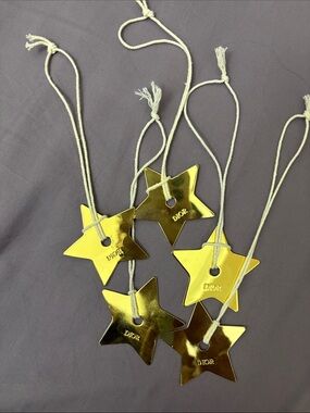 Dior Metallic Gold Star Gift Tags with Cream Cords